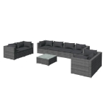 Set Divani da Giardino 9 pz con Cuscini in Polyrattan Grigio