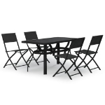 Set da Pranzo per Giardino 5 pz Grigio e Nero