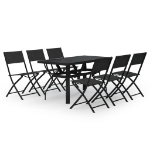 Set da Pranzo per Giardino 7 pz Grigio e Nero