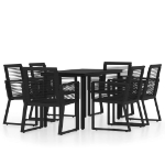 Set Mobili da Pranzo per Giardino 7 pz Nero