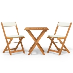 Set da Bistrò Pieghevole 3pz con Cuscini Legno Massello Acacia