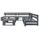 Set Salotto da Giardino 4 pz Pallet in Legno Grigio