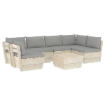 Set Divani da Giardino su Pallet 7 pz con Cuscini Legno Abete