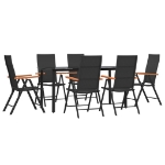 Set da Pranzo da Giardino 7 pz Nero e Marrone in Polyrattan