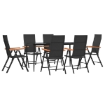 Set da Pranzo da Giardino 7 pz Nero e Marrone in Polyrattan