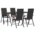 Set da Pranzo da Giardino 5 pz Nero e Marrone in Polyrattan