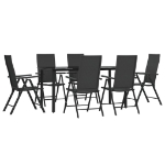 Set da Pranzo da Giardino 7 pz Nero in Polyrattan