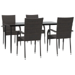 Set da Pranzo da Giardino 5 pz Marrone in Polyrattan