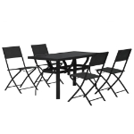 Set da Pranzo per Giardino 5 pz Grigio e Nero