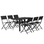 Set da Pranzo per Giardino 7 pz Grigio e Nero