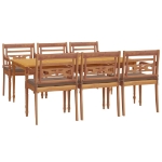 Set da Pranzo Giardino 7pz con Cuscini Legno Massello di Teak