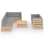 Set Divani da Giardino 8 pz con Cuscini Legno Massello di Pino