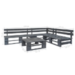 Set Divani da Giardino con Pallet 4 pz in Legno Grigio