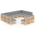 Set Divani da Giardino 11 pz con Cuscini Legno Massello di Pino