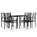 Set da Pranzo da Giardino 7 pz Nero