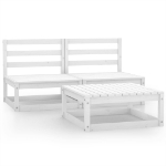 Set Divani da Giardino 3 pz Bianco in Legno Massello di Pino