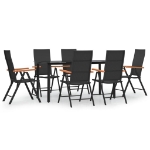 Set da Pranzo da Giardino 7 pz Nero e Marrone in Polyrattan