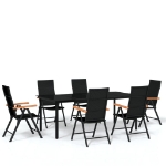 Set Mobili da Pranzo per Giardino 7 pz Nero