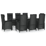 Set Salotto da Giardino con Cuscini 9pz Nero in Polyrattan