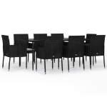 Set Salotto da Giardino con Cuscini 9pz Nero in Polyrattan