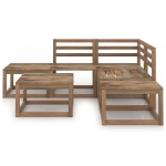 Set Divani Giardino 6 pz in Legno di Pino Impregnato Marrone