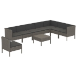 Set Divani da Giardino 9 pz con Cuscini in Polyrattan Grigio