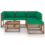 Set Divani Giardino su Pallet 6 pz con Cuscini Pino Impregnato