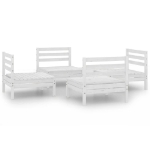 Set Divani da Giardino 4 pz Bianco in Legno Massello di Pino