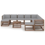 Set Divani da Giardino con Cuscini 11 pz Grigio