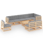 Set Divani da Giardino 10 pz con Cuscini Legno Massello di Pino