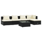 Set Salotto da Giardino 6 pz con Cuscini in Polyrattan Nero