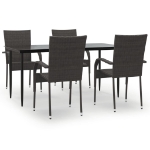 Set da Pranzo da Giardino 5 pz Marrone in Polyrattan