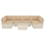 Set Divani da Giardino su Pallet 7 pz con Cuscini Legno Abete