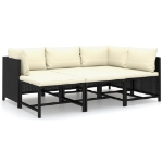 Set Divani da Giardino 6 pz con Cuscini in Polyrattan Nero