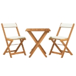 Set da Bistrò Pieghevole 3pz con Cuscini Legno Massello Acacia