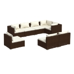 Set Divani da Giardino 8 pz con Cuscini in Polyrattan Marrone