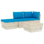 Set Divani da Giardino su Pallet 4 pz con Cuscini Legno Abete