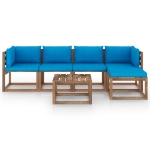 Set Divani da Giardino 6 pz con Cuscini Blu Chiaro