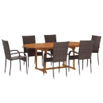 Set Mobili da Pranzo Giardino 7 pz in Polyrattan Marrone