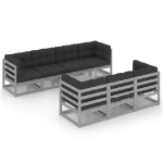 Set Divani da Giardino 8 pz con Cuscini Legno Massello Pino