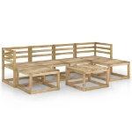 Set Divani da Giardino 7 pz in Legno di Pino Impregnato Verde