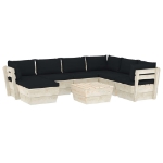 Set Divani da Giardino su Pallet 8 pz con Cuscini Legno Abete