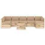 Set Divani da Giardino con Cuscini 8 pz Legno Impregnato Verde