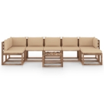 Set Divani da Giardino 8 pz con Cuscini Beige