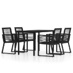 Set Mobili da Pranzo per Giardino 5 pz Nero