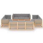 Set Divani da Giardino 13 pz con Cuscini Legno Massello di Pino