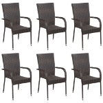 Set Mobili da Pranzo Giardino 7 pz in Polyrattan Marrone