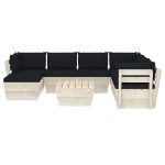 Set Divani da Giardino su Pallet 8 pz con Cuscini Legno Abete