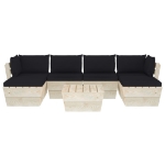 Set Divani da Giardino su Pallet 7 pz con Cuscini Legno Abete