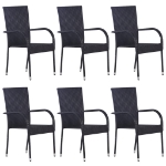 Set Mobili da Pranzo per Giardino 7 pz in Polyrattan Nero